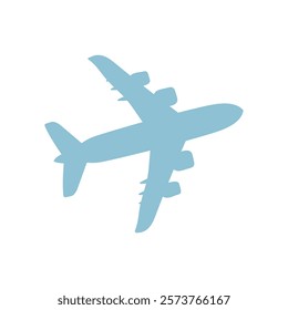 A blue airplane flying in the sky. The airplane is the main focus of the image. The sky is clear and the airplane is the only object in the image