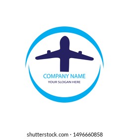 blue airplane icon logo vector