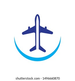 blue airplane icon logo vector