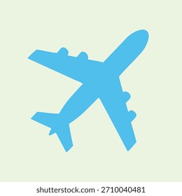 Un icono de avión azul sobre un fondo claro. El plano está inclinado hacia arriba.