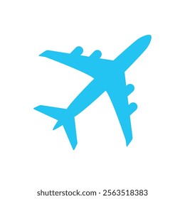 Blue airplane icon vector for travel, transportation, aviation, or logistics-related projects and modern design themes.