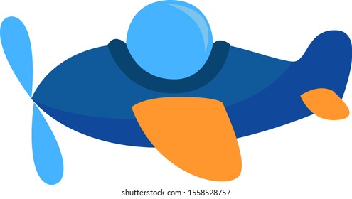 Blue airplane, illustration, vector on white background.