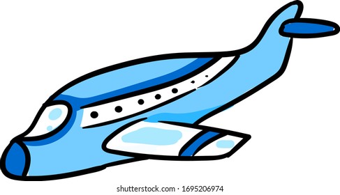 Plano aéreo azul, ilustración, vector sobre fondo blanco