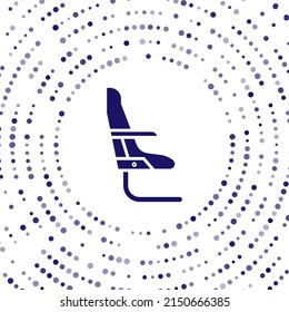 Blue Airplane seat icon isolated on white background. Abstract circle random dots. Vector Illustration