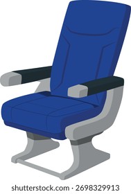 Blue Airplane Seat Isolated Vector illustration