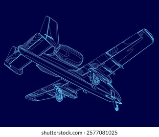 Blue airplane is shown in a blue background. The airplane is a fighter jet. The image is of a blue color scheme