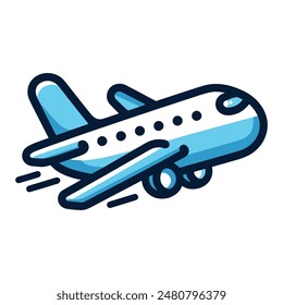 blue airplane vector cartoon icon