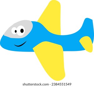 blue airplane vector image for coloring book