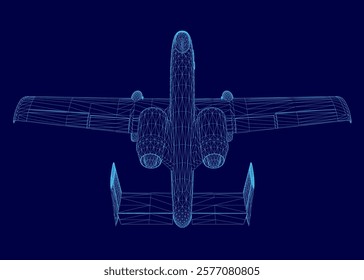 Blue airplane with a wing is shown in a computer generated image. The image has a futuristic and sleek appearance, with the airplane taking up most of the frame. The blue color of the airplane