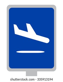 Blue Airport Arrivals Sign