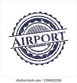 Blue Airport distressed rubber stamp