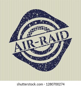 Blue Air-raid distressed rubber stamp with grunge texture