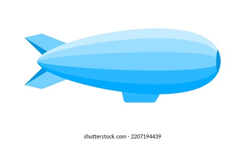 Blue airship isolated on white background. Flat vector illustration