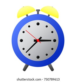 blue alarm clock in 3d style on white background