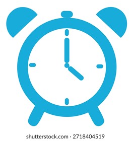 Icono de reloj despertador azul. Ilustración vectorial plana de tiempo, horario, recordatorio y concepto de despertar sobre fondo blanco