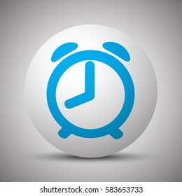 Blue Alarm Clock icon on white sphere