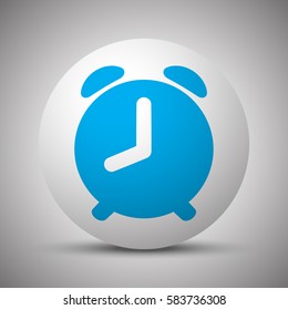 Blue Alarm Clock icon on white sphere