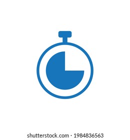 blue alarm clock icon vector illustration on white background