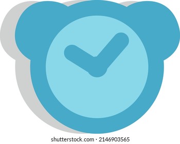 Blue alarm clock, illustration, vector on a white background.