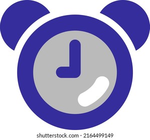Blue alarm clock, illustration, vector on a white background.