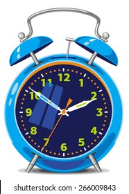 Blue alarm clock isolated on a white background