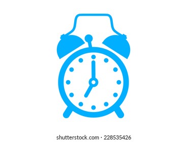 Blue alarm clock on white background