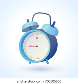 Blue alarm clock. Vector clip art