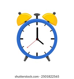 Reloj despertador azul Ilustración vectorial lindo icono despertador
