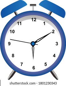 
Blue alarm clock wake-up time in flat style