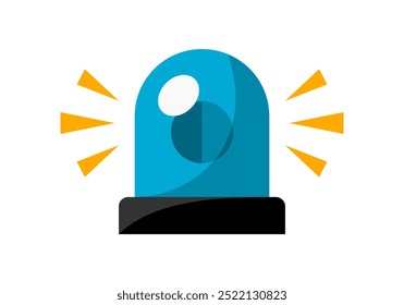 Blue alarm siren emergency fighing light icon flat vector design