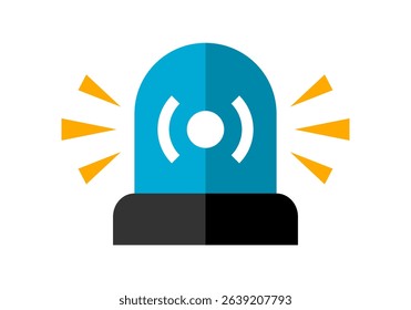 Blue alarm siren emergency fighing light icon flat vector design