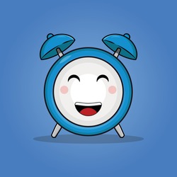 Blue Alarmm Clock, Happy Emoticon