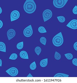 Blue Alcohol or beer bar location icon isolated seamless pattern on blue background. Symbol of drinking, pub, club, bar.  Vector Illustration