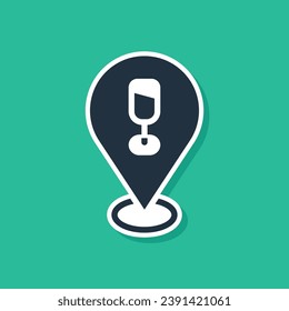 Blue Alcohol or beer bar location icon isolated on green background. Symbol of drinking, pub, club, bar.  Vector