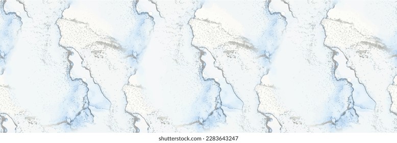 Blauer Alkohol-Tinte Marmor. Folie Abstrakte Aquarellfarbe. Marmor gefliester Hintergrund. Die Farbe des glänzenden Wassers wiederholt sich. Golden Vector Ink Marmor. Gold Art Paint. hellnaher Hintergrund. Abstrakte Vektorgrafik-Malerei