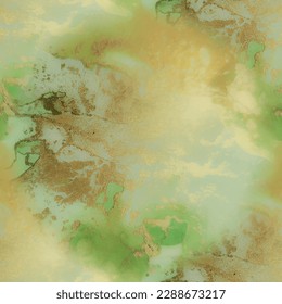 Blue Alcohol Ink Marble. Gold Ink Paint. Copper Water Color Background. Luxury Seamless Painting. Light Seamless Texture. Foil Seamless Background. Green Marble Watercolor. Luxury Water Color Marble.