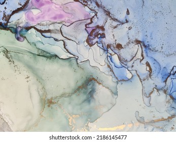 Blue Alcohol Ink Marble. Golden Water Color Marble. Bronze Alcohol Ink Background. Pink Marble Watercolor. Gold Gradient Background. Vector Abstract Painting. Gold Oil Paint. Fluid Elegant Texture.