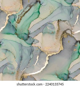 Blue Alcohol Ink Marble. Blue Gradient Background. Green Water Color Marble. Light Elegant Texture. Luxury Seamless Painting Purple Water Color Background. Gold Wall Floor. Wall Marble Watercolor.