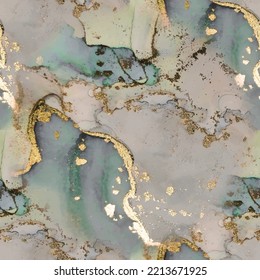 Blue Alcohol Ink Marble. Green Water Color Marble. Lavender Water Color Watercolor. Luxury Seamless Repeat Fluid Marble Watercolor. Gold Art Paint. Wall Seamless Repeat. Gold Seamless Background.