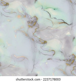 Blue Alcohol Ink Marble. Light Marble Background. Green Water Color Repeat. Wall Elegant Glitter. Lilac Water Color Watercolor. Gold Art Floor. Luxury Seamless Template Blue Seamless Watercolor.