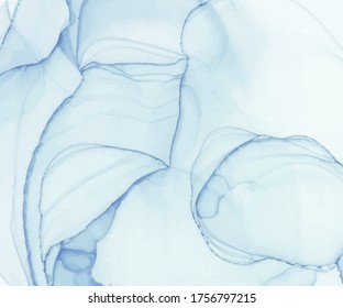 Blue alcohol ink texture. Abstract hand painted watercolor background.