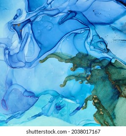 Blue Alcohol Ink Vector. Blue Water Color Marble. Blue Sea Marble Background. Green Alcohol Ink Marble. Shiny Water Color Background. Alcohol Ink Painting. Gold Gradient Watercolor. Marble Art Paint