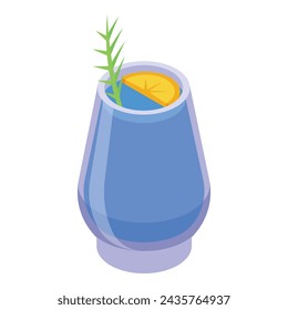 Blue alcoholic drink icon isometric vector. Summer party. Tropical mojito