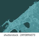 Blue Alexandria map, Egypt. Vector city streetmap, municipal area.