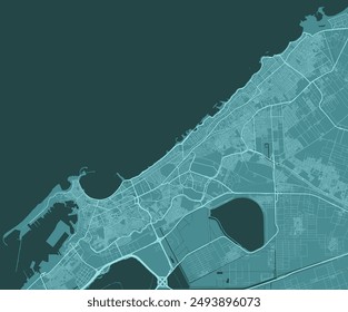 Blue Alexandria map, Egypt. Vector city streetmap, municipal area.