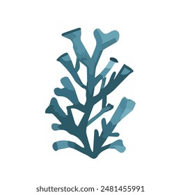 Blue algae in watercolor. Hand drawn botanical vector illustration.