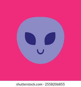 blue alien flat design sticker