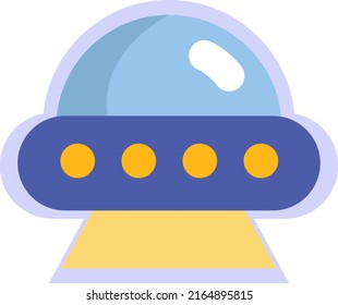 Buque alienígena azul, ilustración, vector sobre fondo blanco.