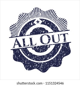 Blue All Out distressed rubber grunge stamp