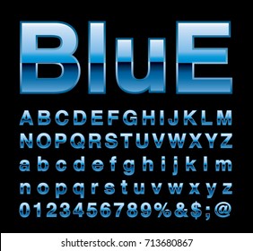 blue alphabet, fat blue letters, vector illustration